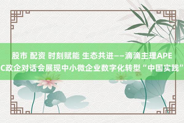 股市 配资 时刻赋能 生态共进——滴滴主理APEC政企对话会展现中小微企业数字化转型“中国实践”
