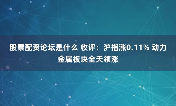 股票配资论坛是什么 收评：沪指涨0.11% 动力金属板块全天领涨